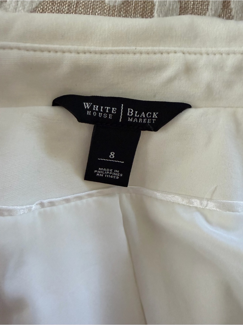 White House Black Market Ivory Quilted Ponte Moto Jacket Size 8 - Picture 8 of 14